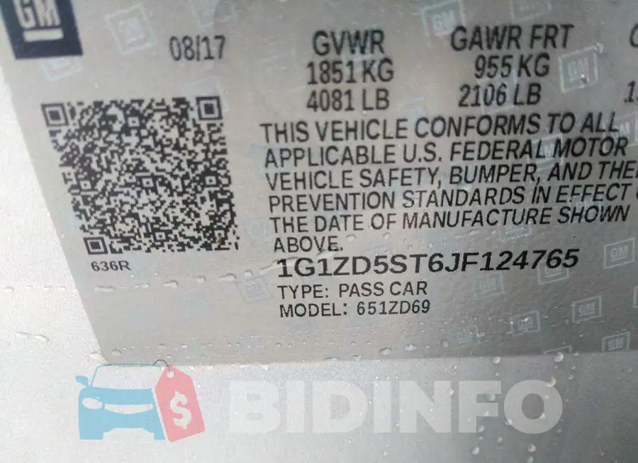 1G1ZD5ST6JF124765 Photo# 9