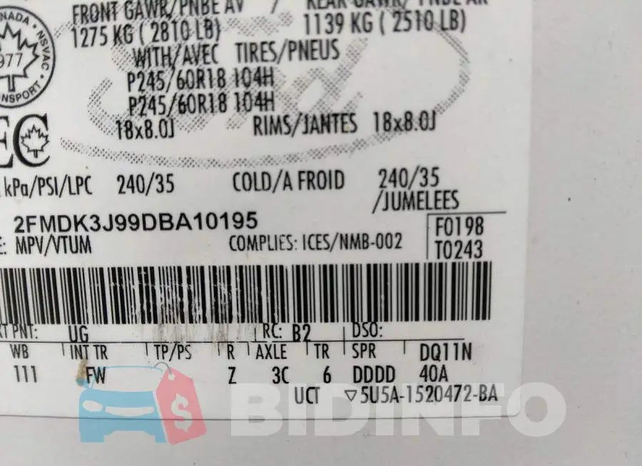 2FMDK3J99DBA10195 Photo# 9
