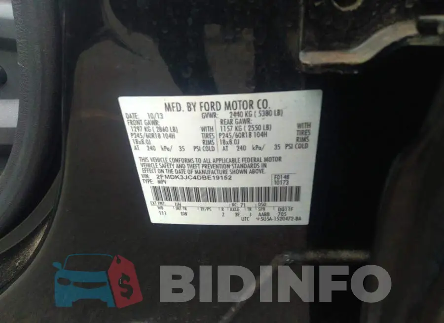 2FMDK3JC4DBE19152 Photo# 9