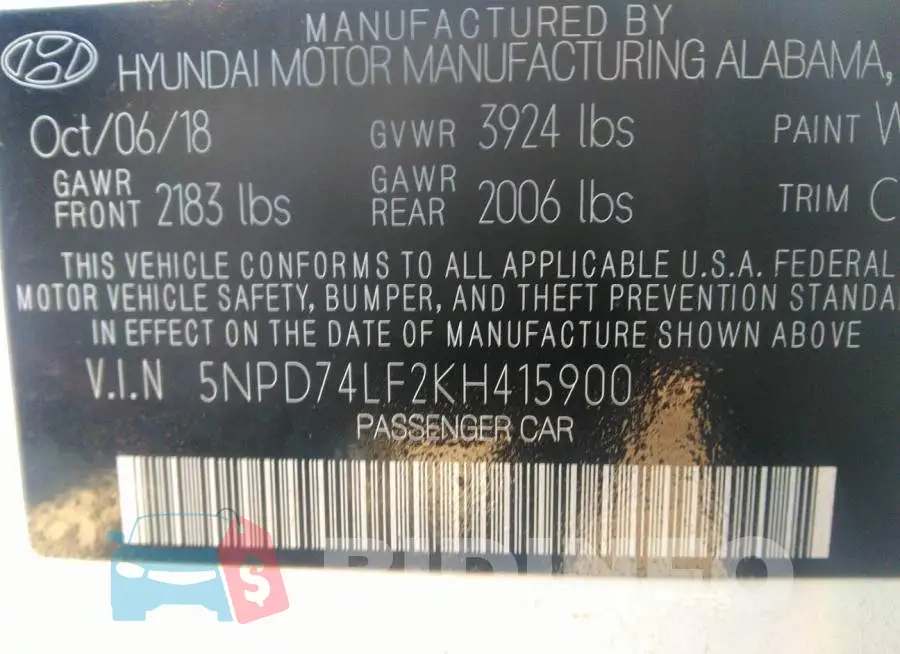 5NPD74LF2KH415900 Photo# 9