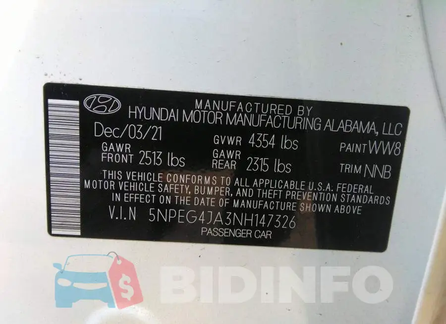 5NPEG4JA3NH147326 Photo# 9