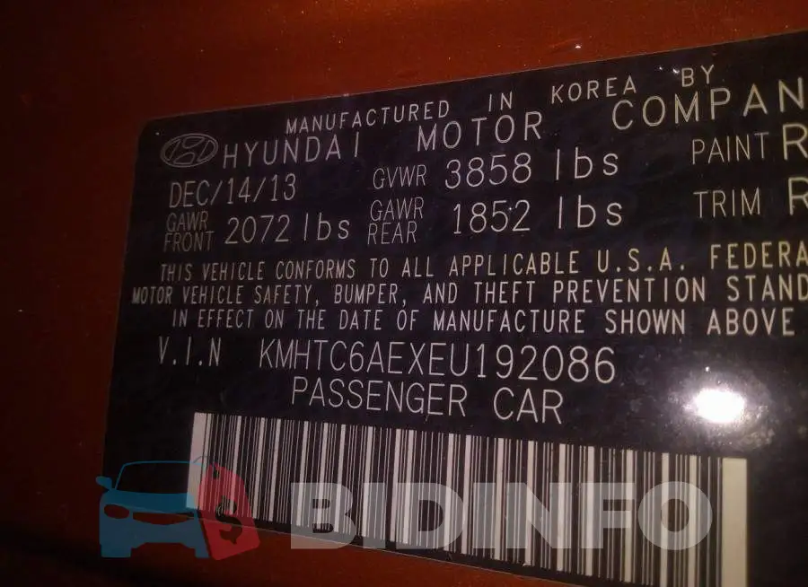 KMHTC6AEXEU192086 Photo# 9