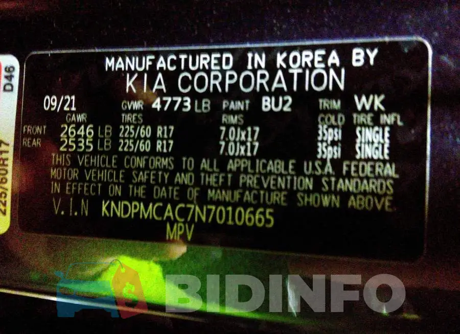 KNDPMCAC7N7010665 Photo# 9