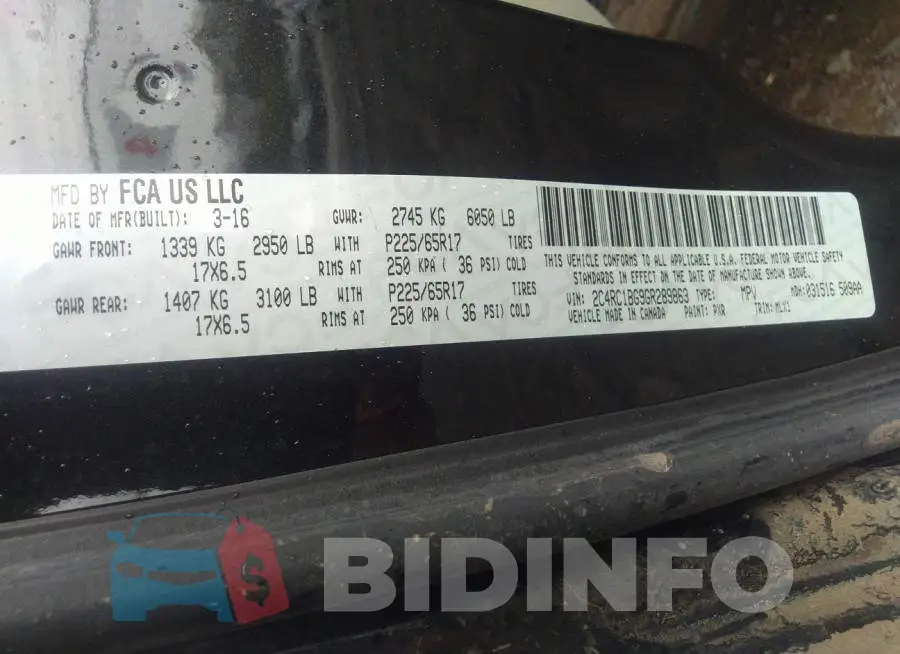 2C4RC1BG9GR289863 Photo# 9