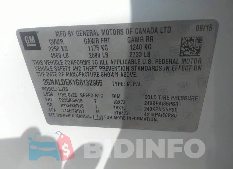 2GNALDEK1G6132965 Photo# 9
