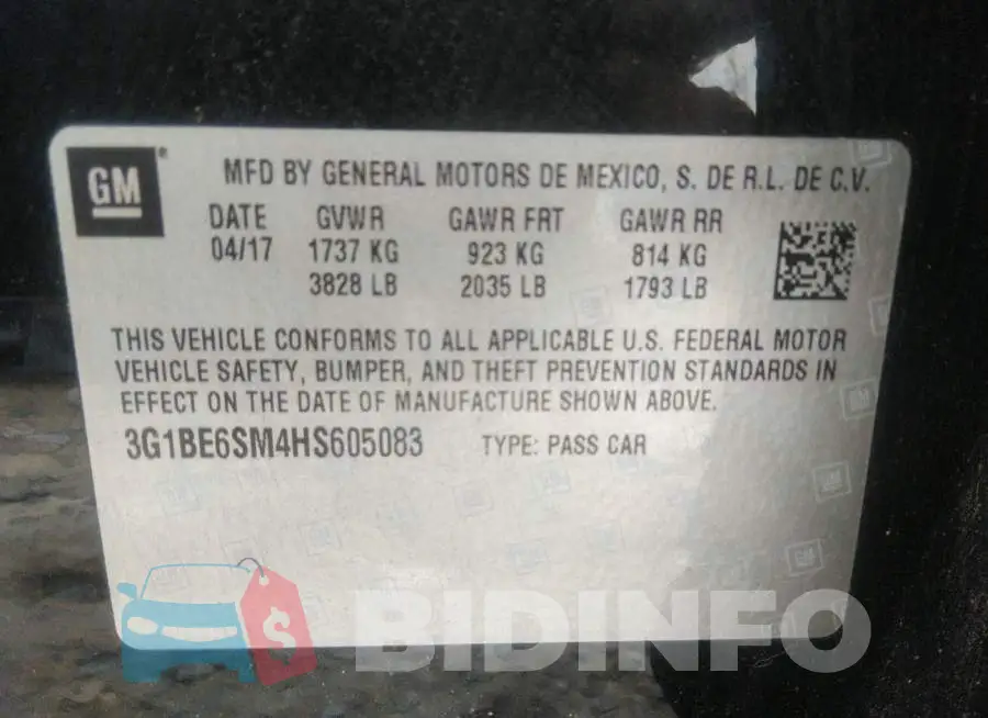 3G1BE6SM4HS605083 Photo# 9