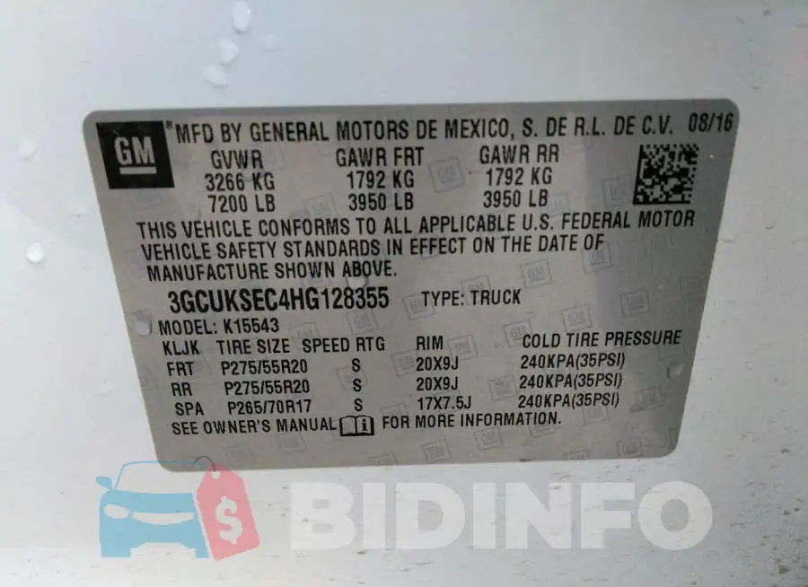 3GCUKSEC4HG128355 Photo# 9