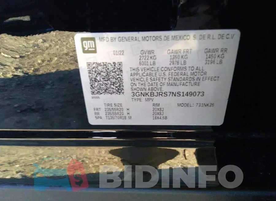 3GNKBJRS7NS149073 Photo# 9