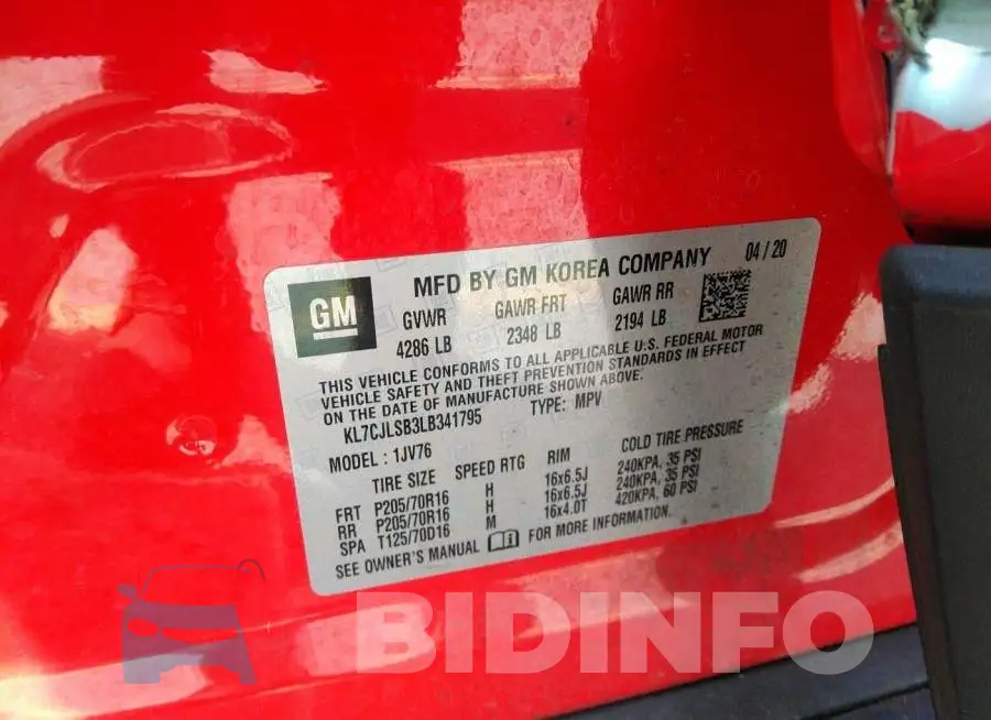 KL7CJLSB3LB341795 Photo# 9