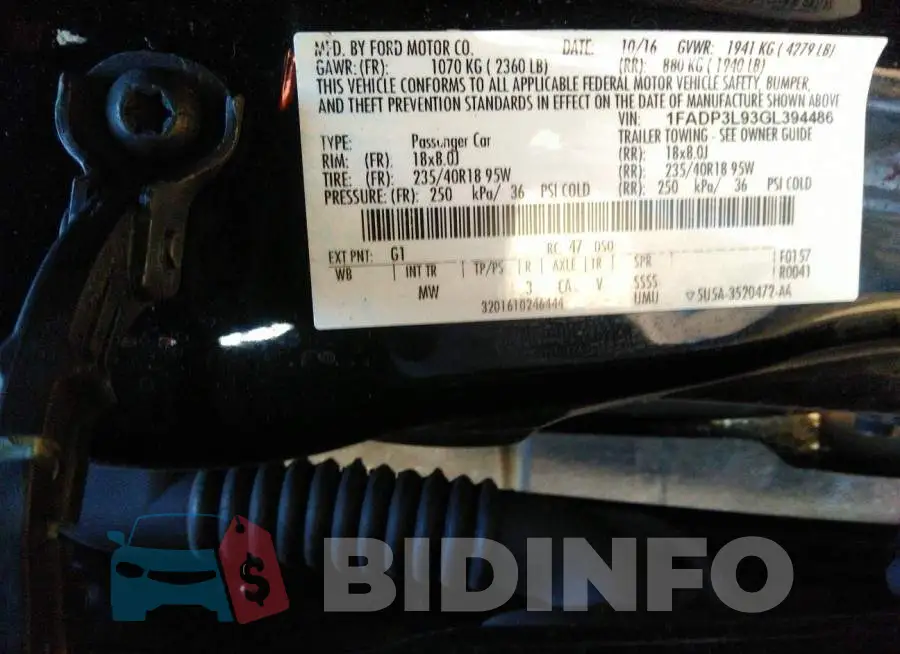 1FADP3L93GL394486 Photo# 9