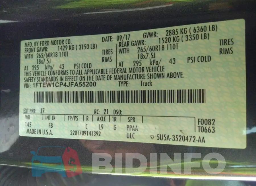 1FTEW1CP4JFA55200 Photo# 9