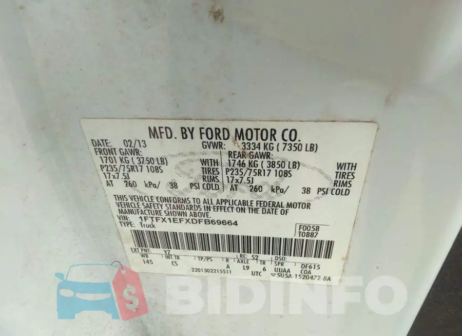 1FTFX1EFXDFB69664 Photo# 9