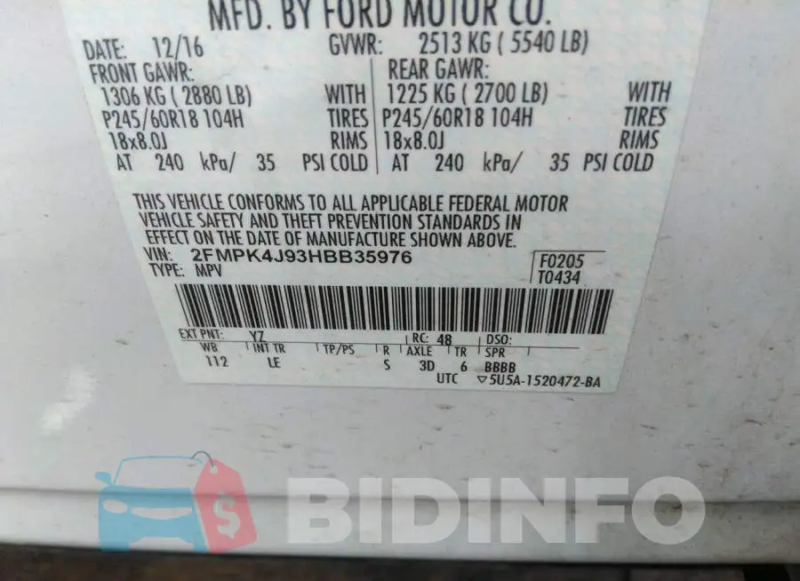 2FMPK4J93HBB35976 Photo# 9