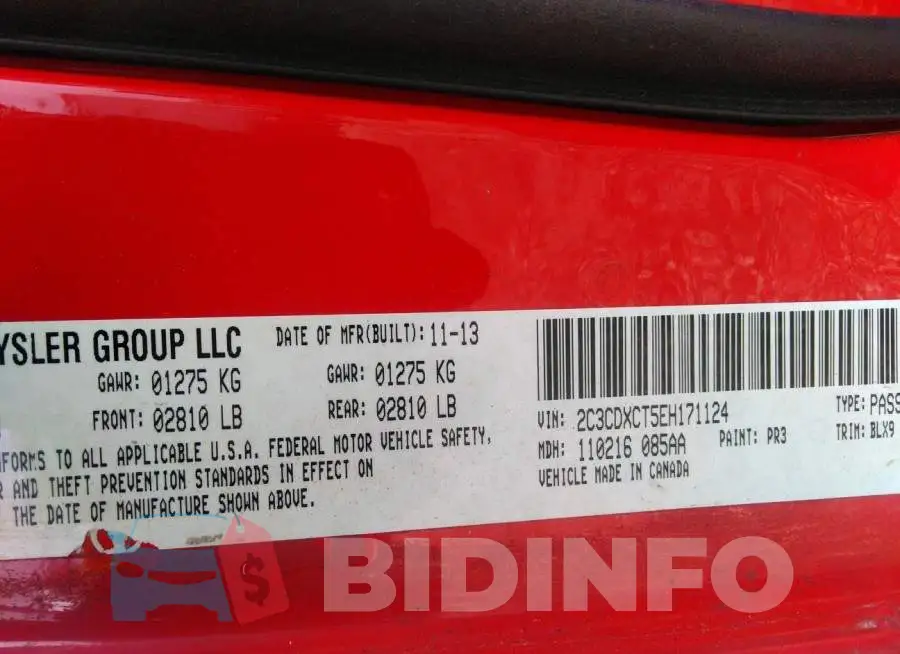 2C3CDXCT5EH171124 Photo# 9