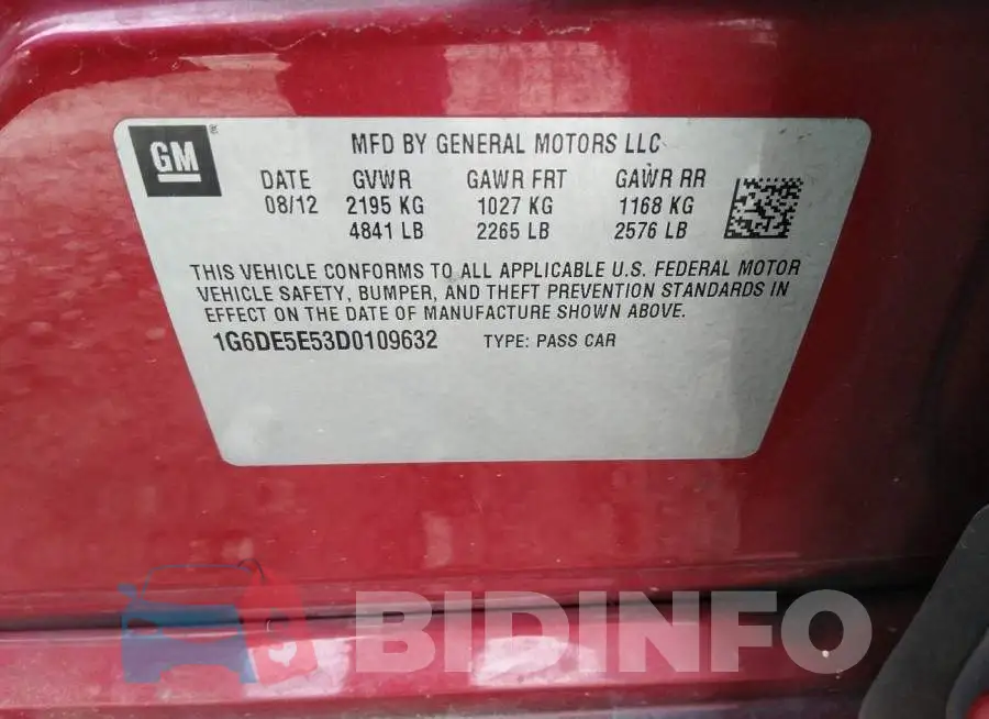 1G6DE5E53D0109632 Photo# 9