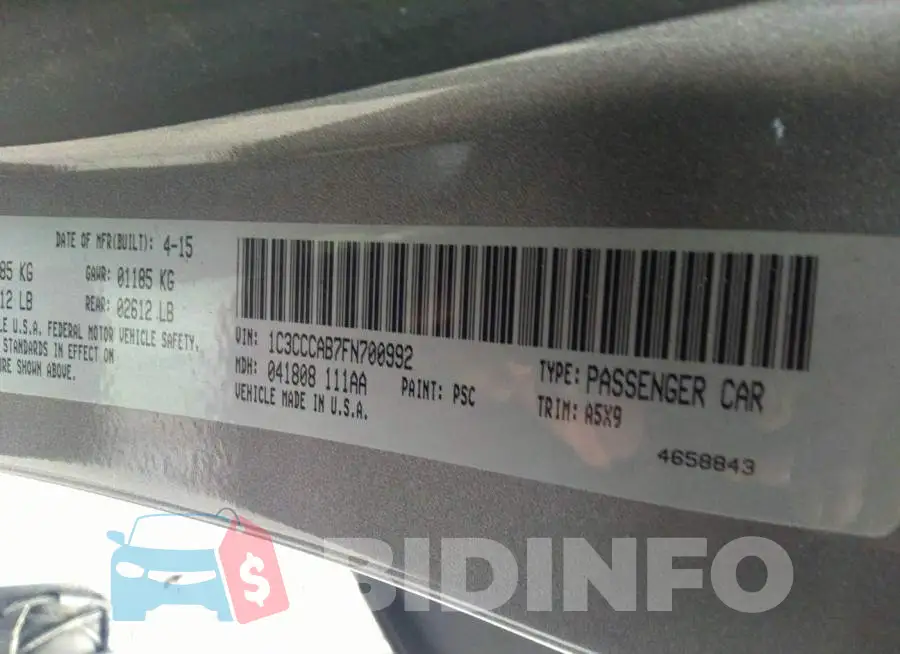 1C3CCCAB7FN700992 Photo# 9