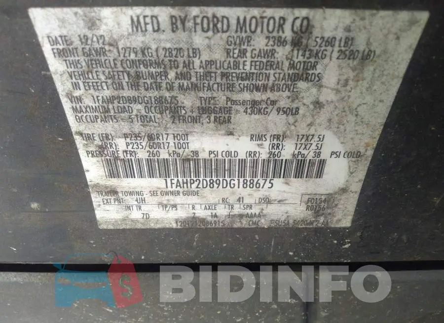 1FAHP2D89DG188675 Photo# 9