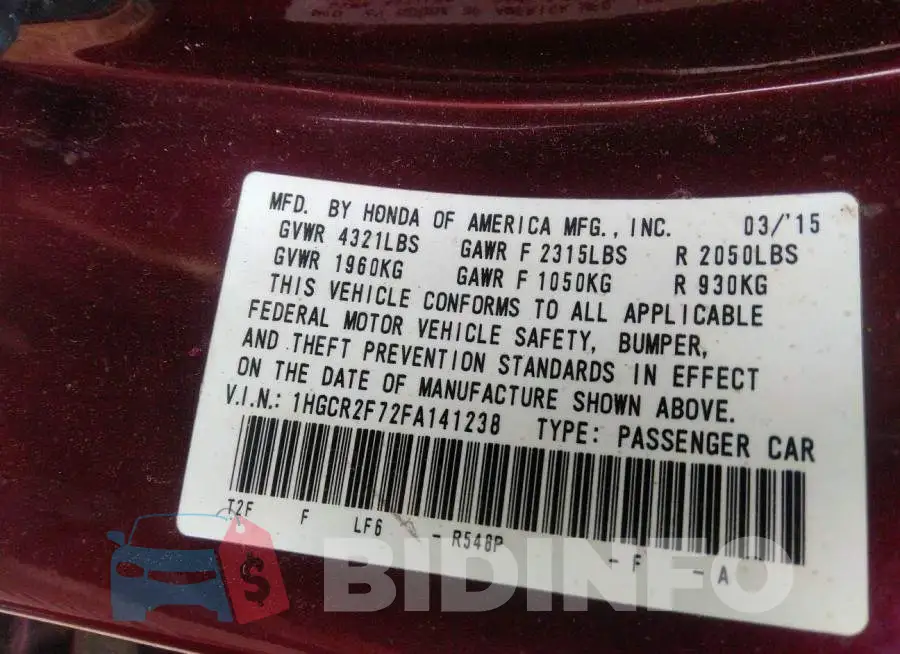 1HGCR2F72FA141238 Photo# 9