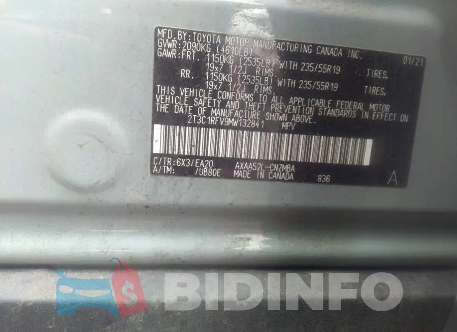 2T3C1RFV9MW132841 Photo# 9