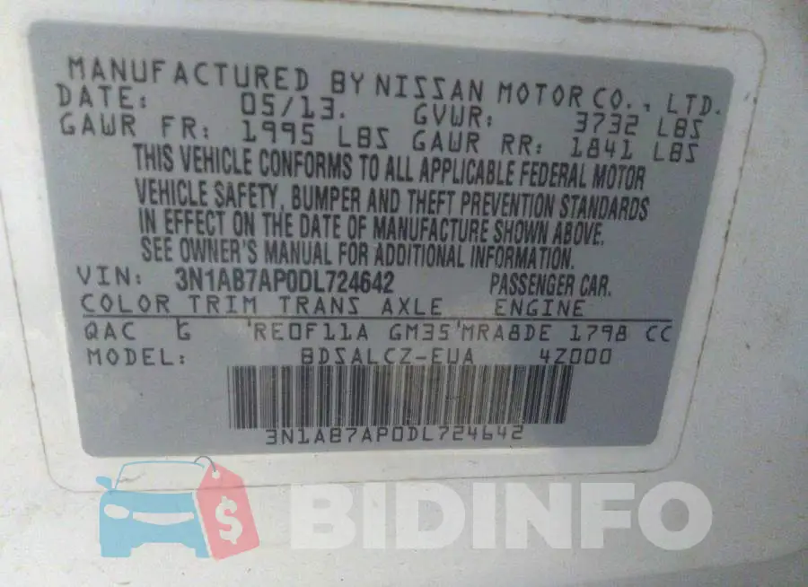 3N1AB7AP0DL724642 Photo# 9