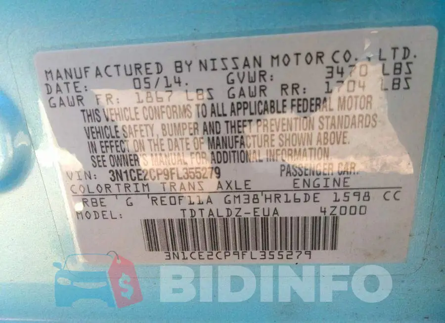 3N1CE2CP9FL355279 Photo# 9
