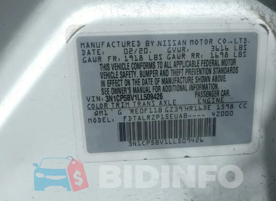 3N1CP5BV1LL509426 Photo# 9