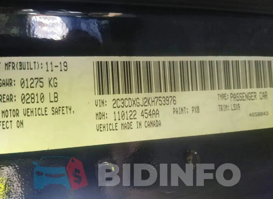 2C3CDXGJ2KH753976 Photo# 9