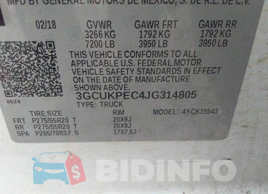 3GCUKPEC4JG314805 Photo# 9
