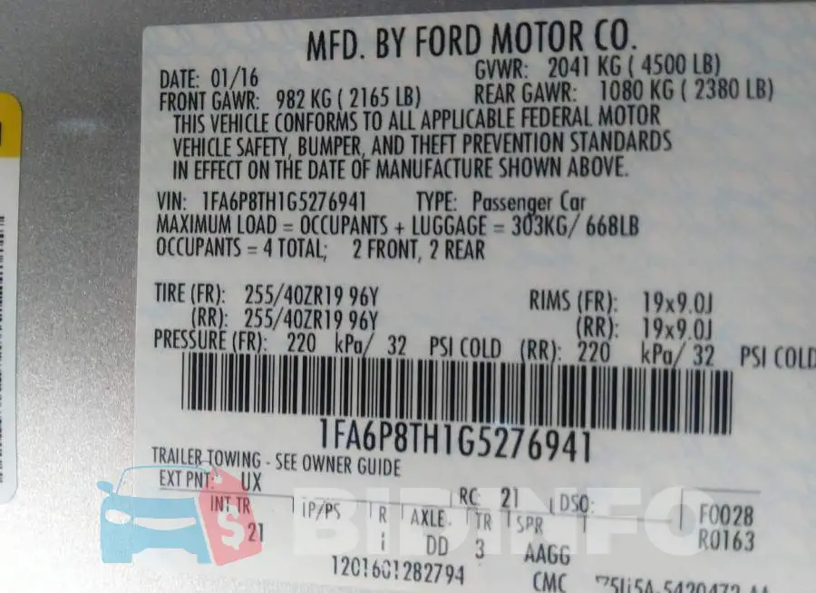 1FA6P8TH1G5276941 Photo# 9