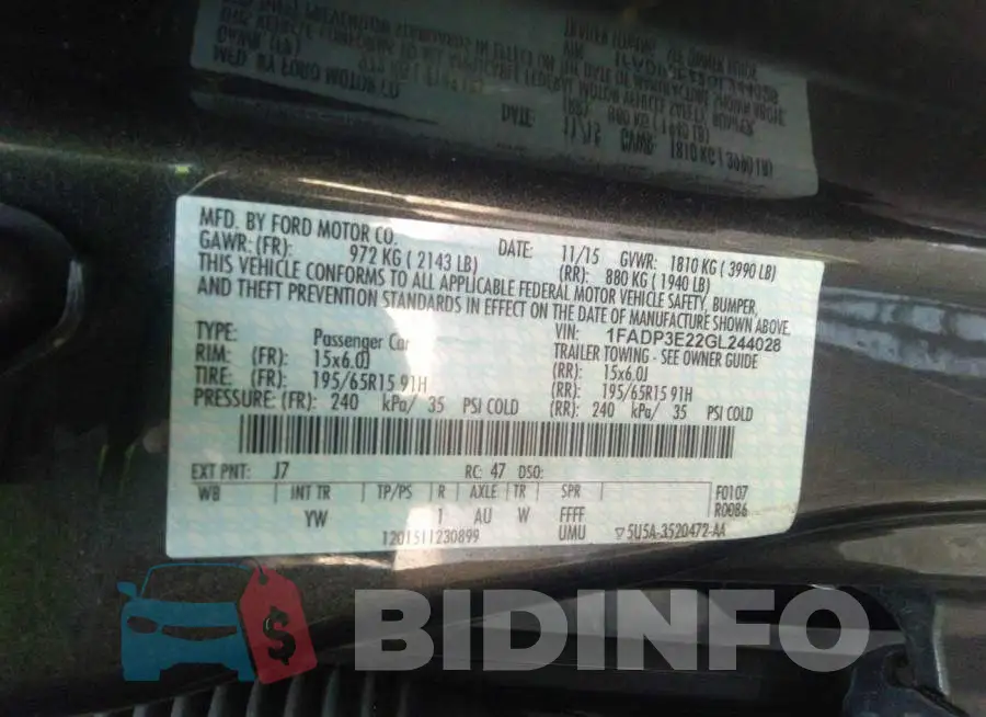 1FADP3E22GL244028 Photo# 9