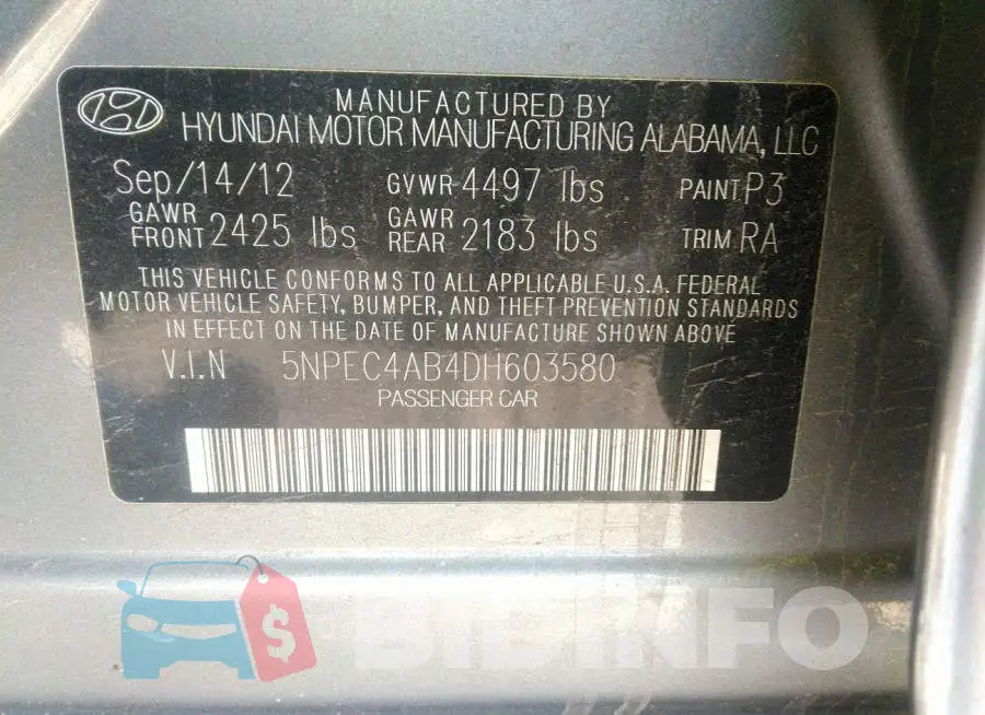 5NPEC4AB4DH603580 Photo# 9
