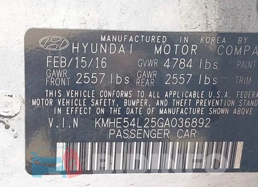 KMHE54L25GA036892 Photo# 9
