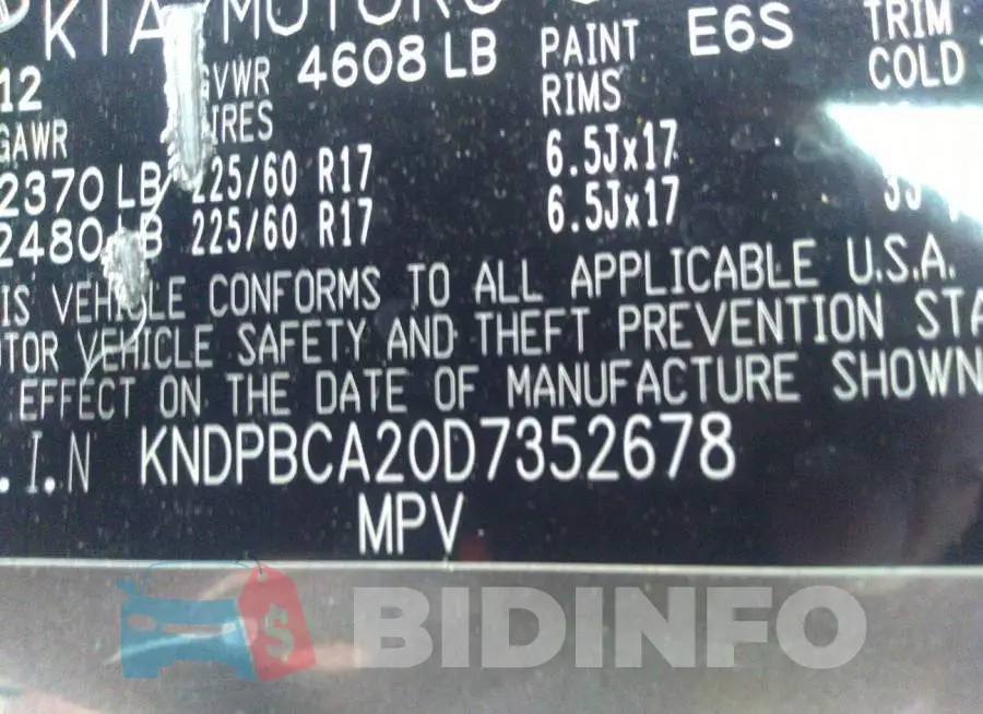 KNDPBCA20D7352678 Photo# 9