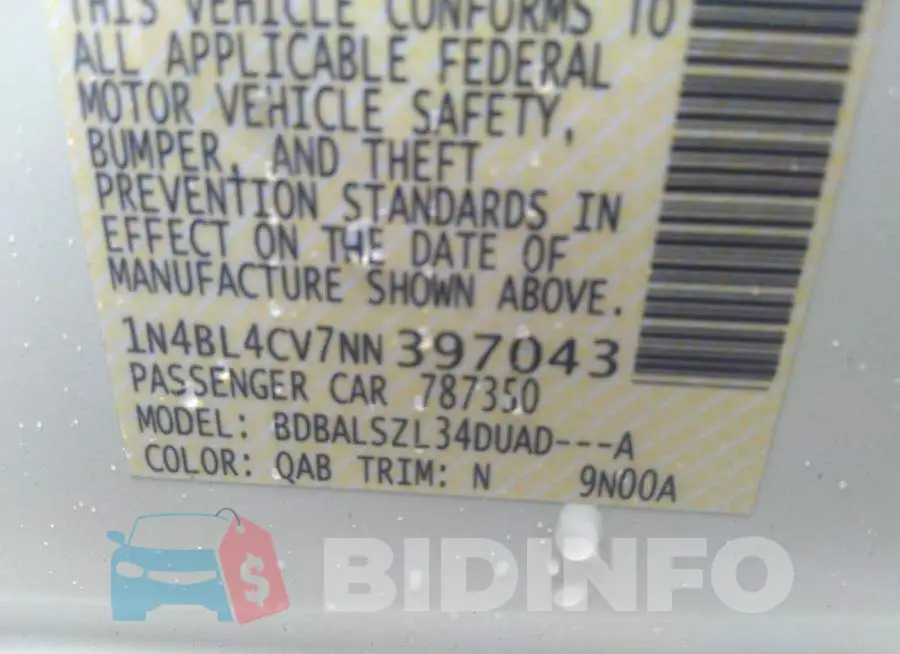 1N4BL4CV7NN397043 Photo# 9