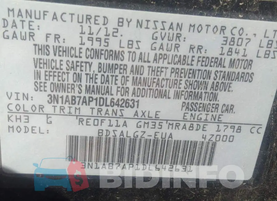 3N1AB7AP1DL642631 Photo# 9