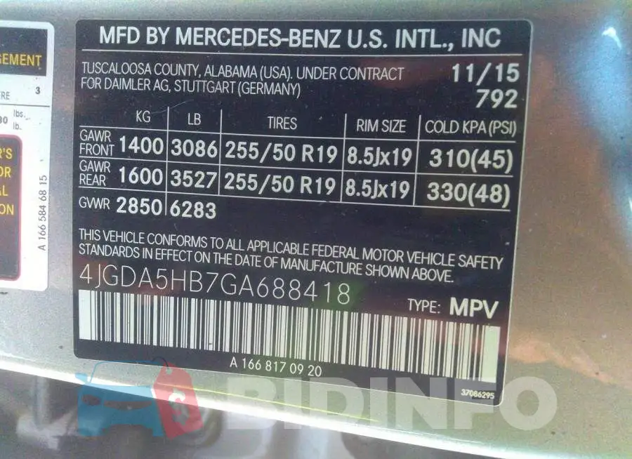 4JGDA5HB7GA688418 Photo# 9