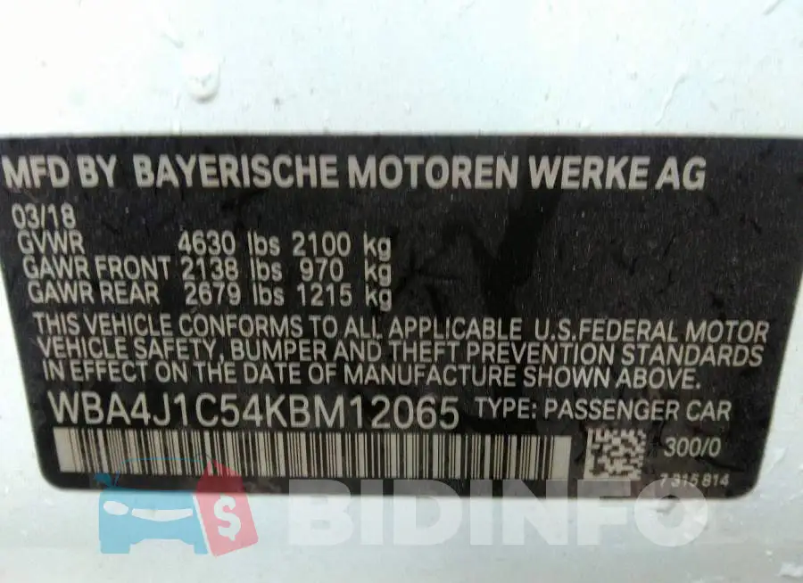 WBA4J1C54KBM12065 Photo# 9