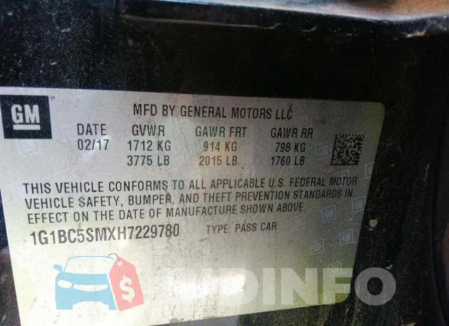1G1BC5SMXH7229780 Photo# 9