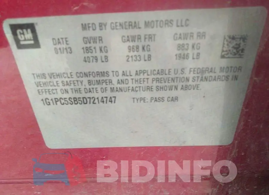 1G1PC5SB5D7214747 Photo# 9
