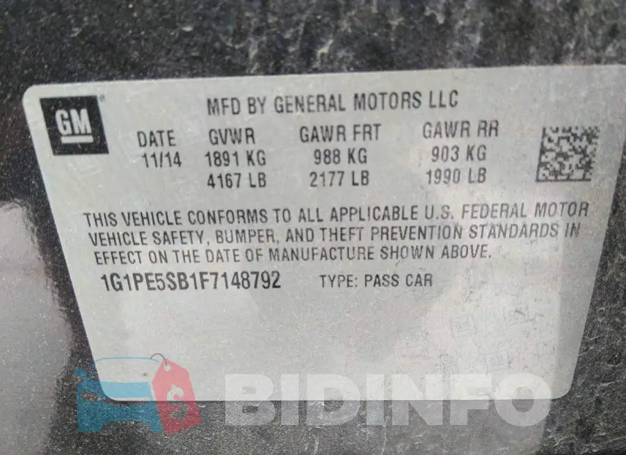 1G1PE5SB1F7148792 Photo# 9
