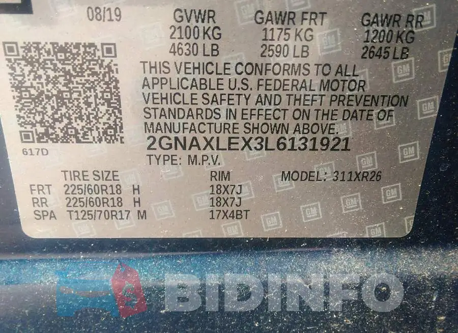 2GNAXLEX3L6131921 Photo# 9