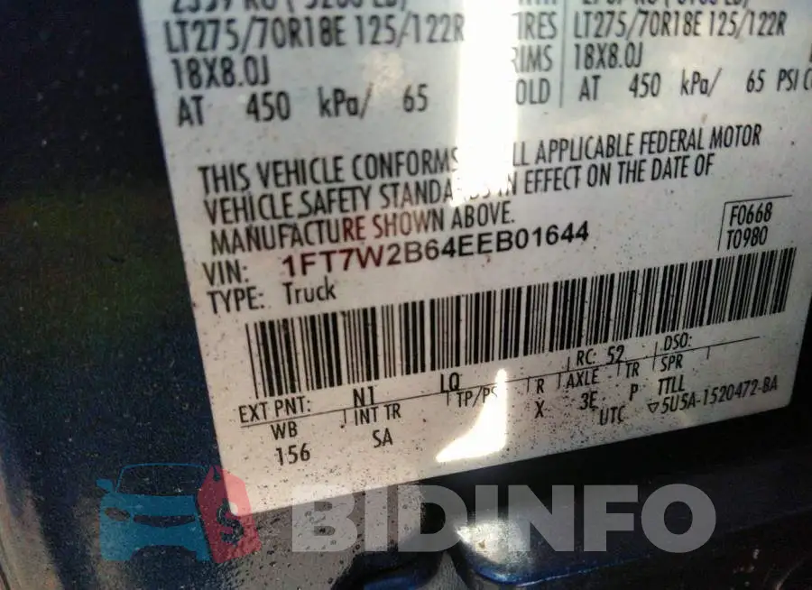 1FT7W2B64EEB01644 Photo# 9