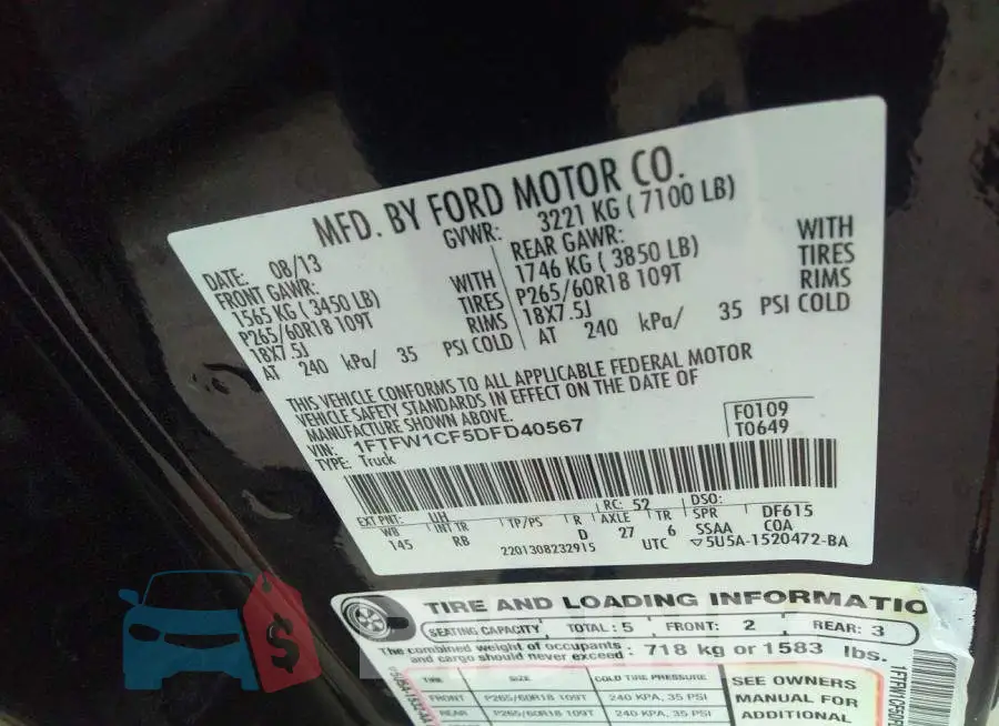 1FTFW1CF5DFD40567 Photo# 9
