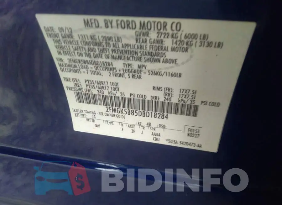 2FMGK5B85DBD18284 Photo# 9
