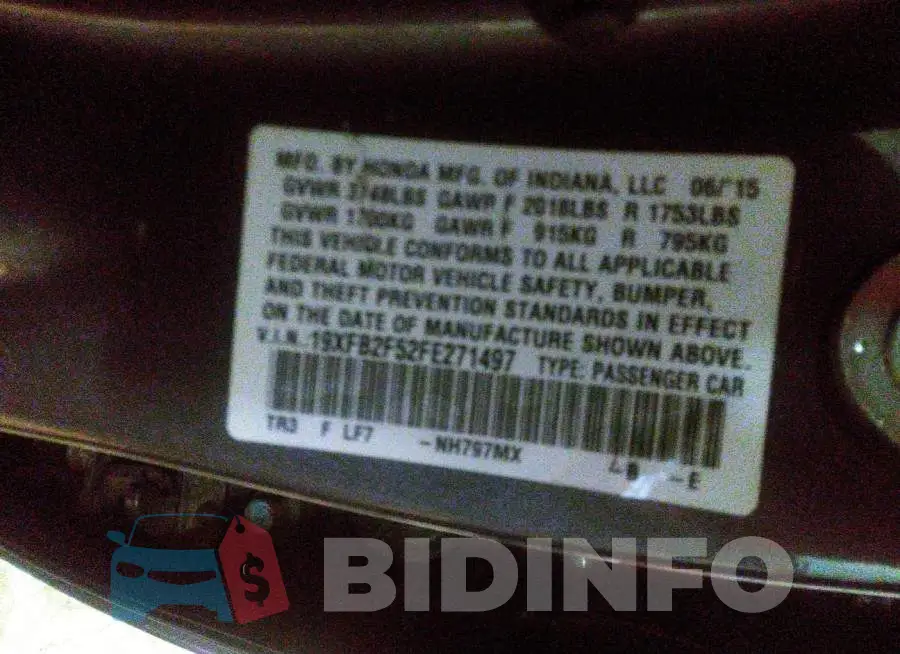 19XFB2F52FE271497 Photo# 9