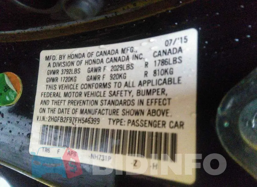 2HGFB2F97FH546399 Photo# 9