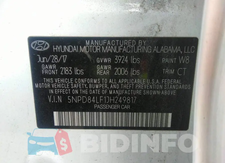 5NPD84LF1JH249817 Photo# 9
