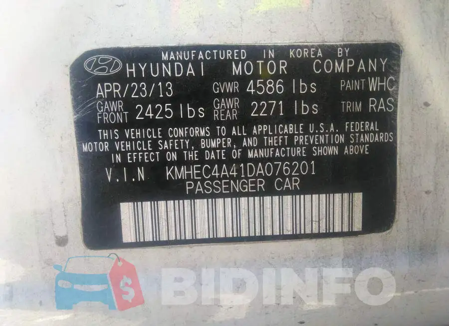 KMHEC4A41DA076201 Photo# 9