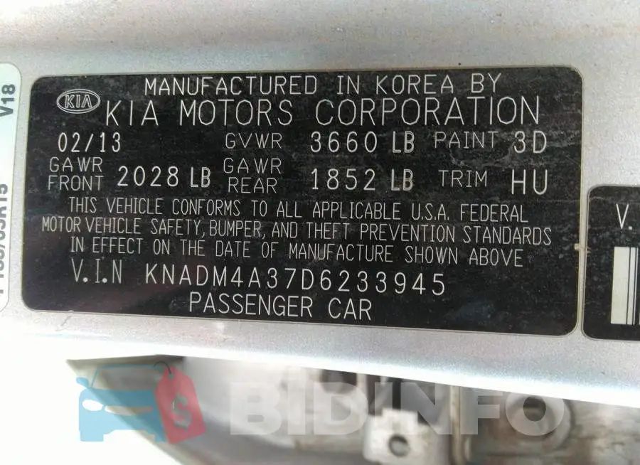KNADM4A37D6233945 Photo# 9