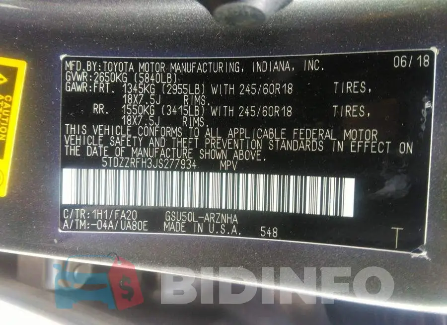 5TDZZRFH3JS277934 Photo# 9